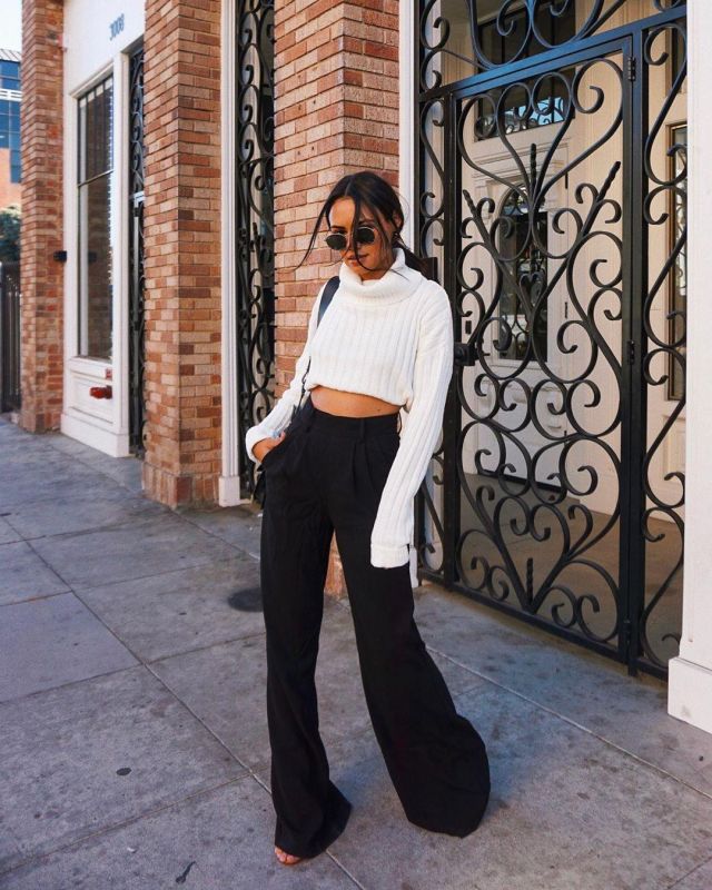 Bebe Crepe Wide Leg Pants Worn By Michelle Infusino On Her Instagram Account Michelleinfusino Spotern