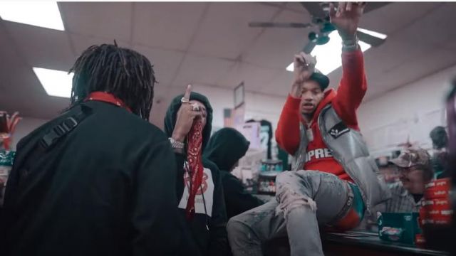 Supreme Red 'Blockbuster' Hoodie worn by Stunna 4 Vegas in his A