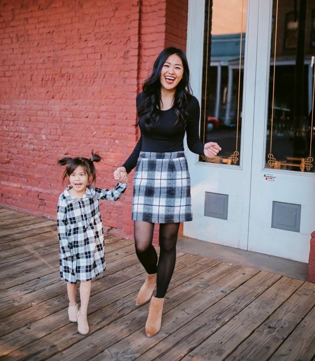 Black Plaid Skirt of Jen Vatthongxay on the Instagram account @piecesofemerald