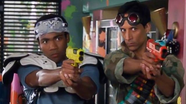Black and red steampunk costume goggles worn by Abed Nadir (Danny Pudi) in Community (S01E23)