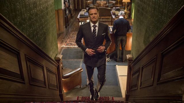 Black Pinstripe Double Breasted Suit worn by Harry Hart / Galahad (Colin Firth) in Kingsman: The Secret Service