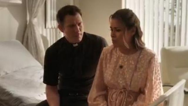 Pink Cape Dress worn by Cristal Carrington (Daniella Alonso) in Dynasty Season 3 Episode 18