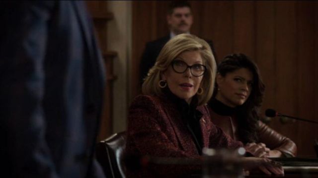 Burgundy Tweed Blazer worn by Diane Lockhart (Christine Baranski) in The Good Fight Season 4 Episode 2