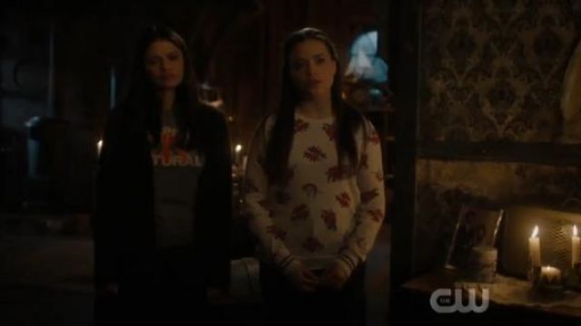 White & red Love Print Thermal Top worn by Maggie Vera (Sarah Jeffery) in Charmed Season 2 Episode 18