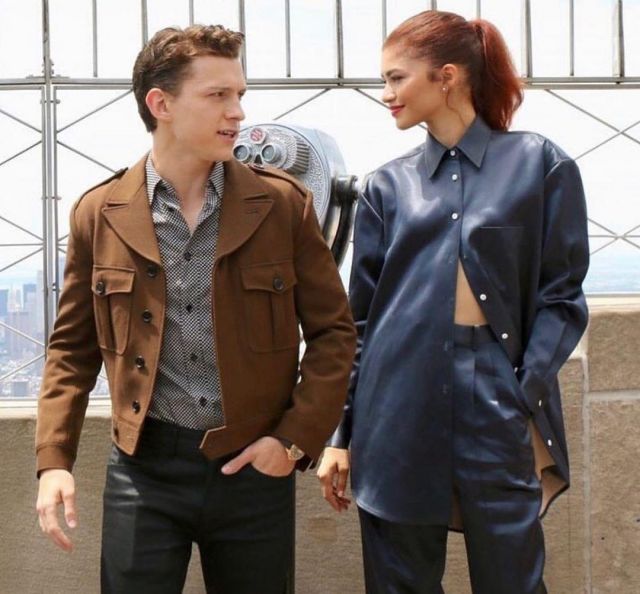 The brown jacket worn by Tom Holland on his account Instagram