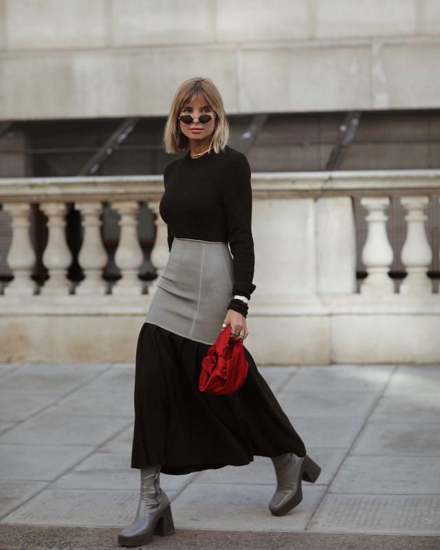 Stella McCartney Gray An­kle Boots of Xenia Adonts on her Instagram account @xeniaadonts