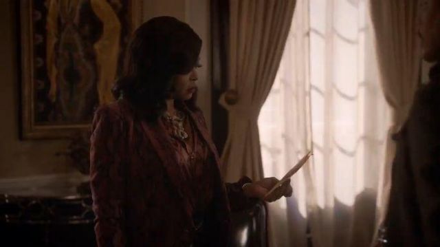 Red Snake Silk Blouse worn by Cookie Lyon (Taraji P. Henson) in Empire Season 6 Episode 18