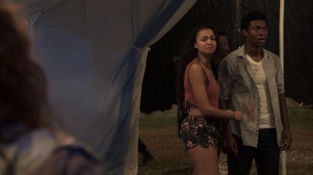 O'Neill floral shorts worn by Kiara (Madison Bailey) as seen in Outer Banks (S01E10)