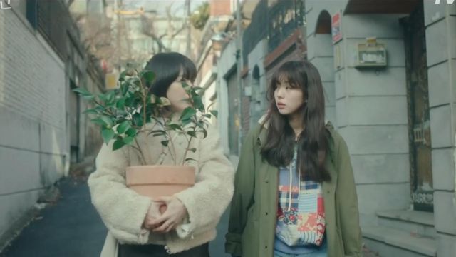 Vérifié en mélange de coton hoodie, portés par la Lune Ha a Remporté (Kim Jung Wook) dans Un Morceau de Votre Esprit Épisode 2