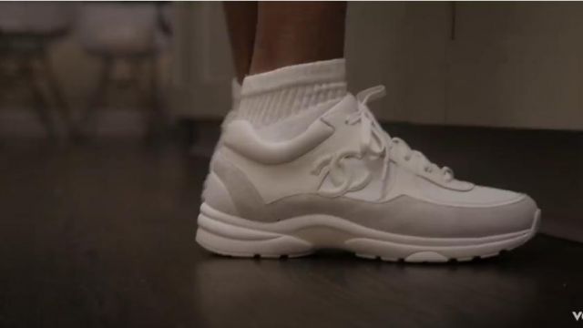 Chanel White Leather & Suede Sneakers worn by Lil Baby in his All