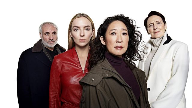 Rick Owens red leather jumpsuit worn by Villanelle (Jodie Comer) in Killing Eve Season 3 promo poster 