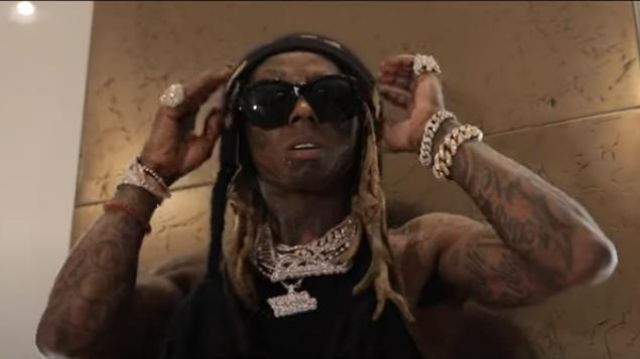 Gucci Eye­wear Over­sized Frame Sun­glass­es worn by Lil Wayne in his Piano Trap & Not Me (Official Music Video)