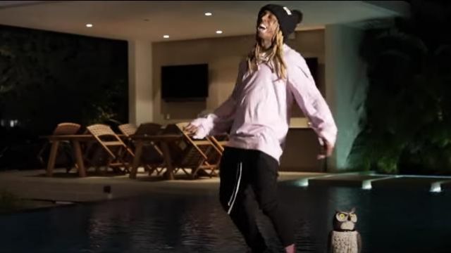 Gucci Lo­go Patch Knit Beanie worn by Lil Wayne in his Piano Trap & Not Me (Official Music Video)