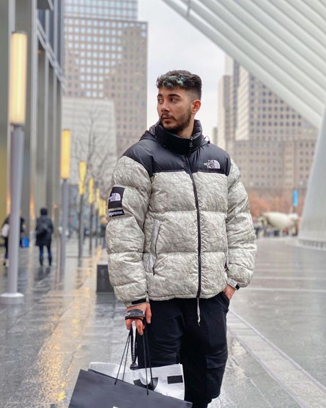 The down jacket, Supreme x The North Face scope by Okan from Sostyle on the account Instagram of @sostyle_off