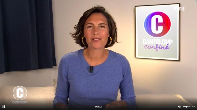 The cashmere sweater round neck of Alessandra Sublet's in It is Canteloup the 30.04.2020