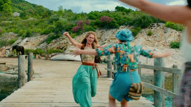 Blue / Aqua Boho Maxi Skirt of Young Donna (Lily James) in Mamma Mia! Here We Go Again