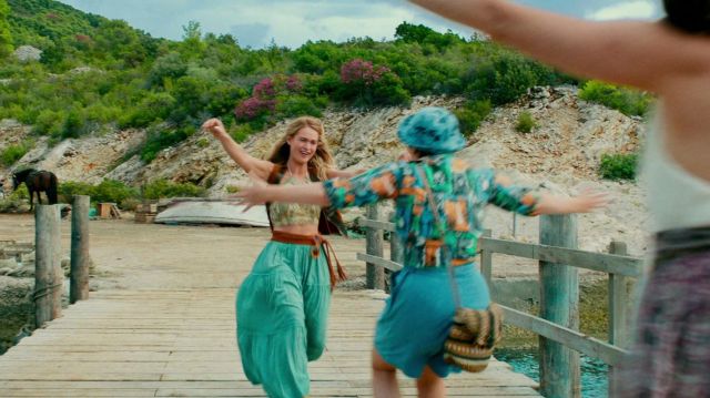 Blue Aqua Boho Maxi Skirt worn by Young Donna (Lily James) in Mamma Mia! Here We Go Again