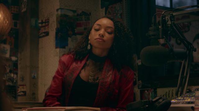 Red leather jacket worn by Samantha White (Logan Browning) as seen in Dear White People S02E08