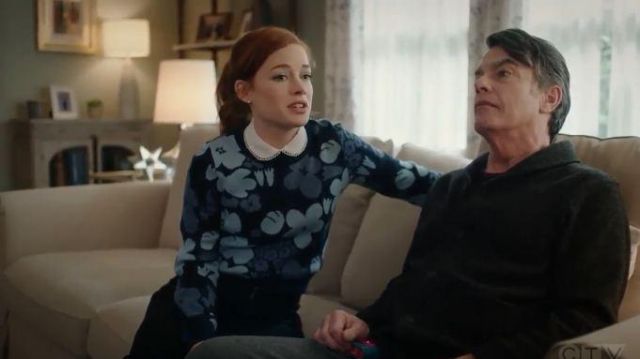 Blue Floral Sweater worn by Zoey (Jane Levy) in Zoey's Extraordinary Playlist Season 1 Episode 12