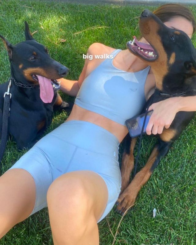 Good American Blue Bike Short worn by Kendall Jenner on her Instagram Story May 5, 2020