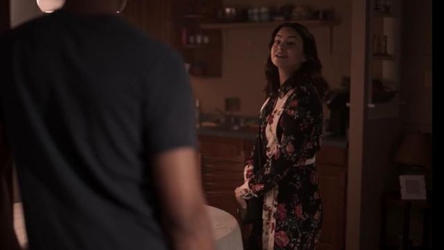 The black dress with flowers, Katie (Camila Mendes) in Lies and betrayals