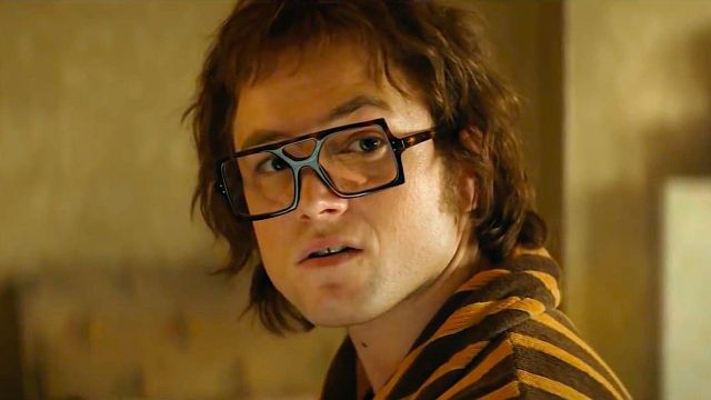 Square Frame Brown Glasses worn by Elton John (Taron Egerton) in Rocketman