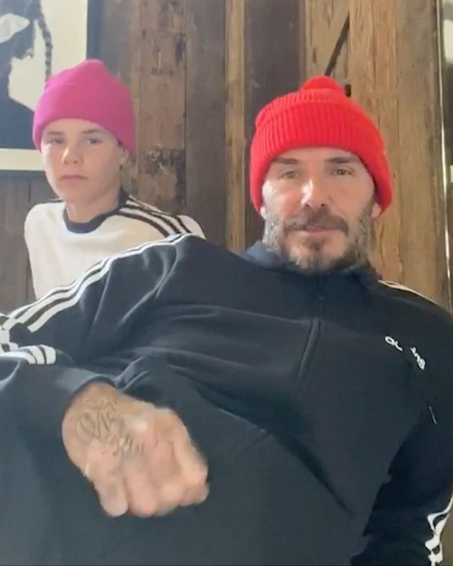 La veste de survètement Adidas noire de David Beckham sur son compte Instagram @davidbeckham