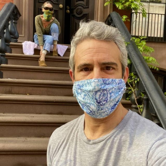 Sjp by Sarah Jessica Parker Mason Clogs worn by Sarah Jessica Parker with Andy Cohen Outside Her West Village Townhouse May 4, 2020