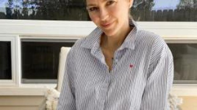 Pin­Stripe Shirt Dress worn by AshLee Frazier in The Bachelor Season 24