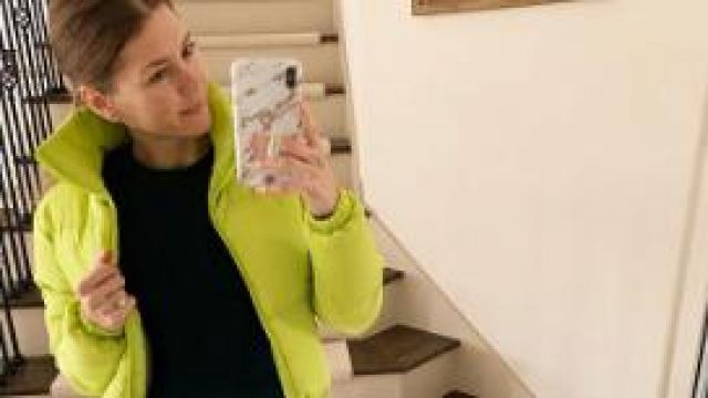 Neon Green Puff Jack­et worn by AshLee Frazier in The Bachelor Season 24