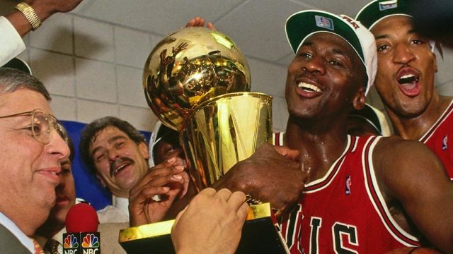 NBA Finals Larry Trophy of Michael Jordan in Last Dance | Spotern