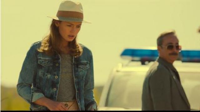 Colour Block Fe­do­ra Hat worn by Zoe Walker (Laura Haddock) in White Lines Season 1 Episode 1