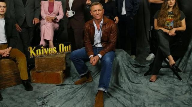 The shoes worn by Daniel Craig on a promotional photo of the film At loggerheads