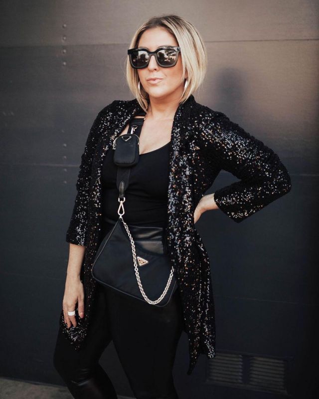 Prada Black Shoul­der Bag Ny­lon of Kat Ensign on the Instagram account @katwalksf