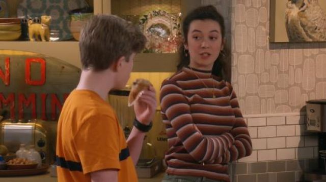 Striped Ribbed Mock Neck Top worn by Kate Burns (Grace Kaufman) in Man with a Plan Season 4 Episode 10