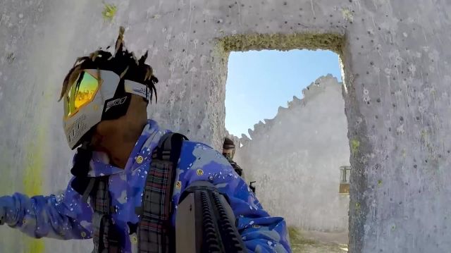 Purple Camo hoodie worn by Juice WRLD in Intense Paintball Game With FaZe Adapt and Friends video