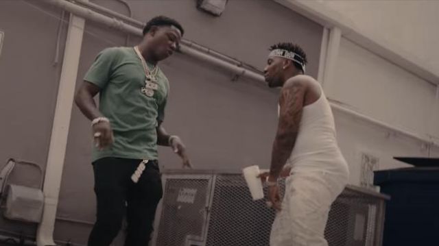Dior News­pa­per Print White Jeans worn by YFN Lucci in Critical Condition by Jackboy (Official Music Video)