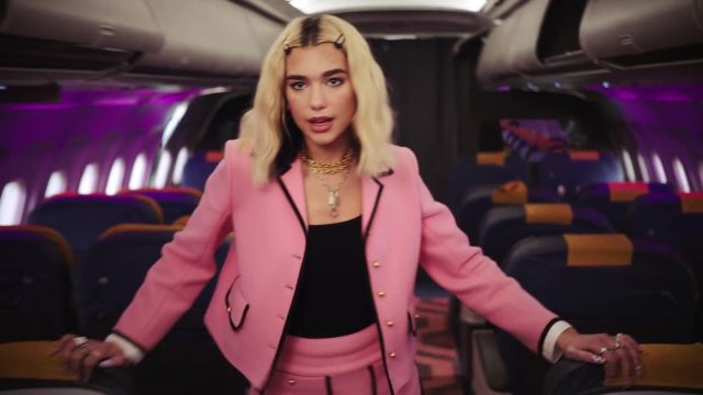 Whool pink jacket worn by Dua Lipa in Break My Heart (Official Music Video)