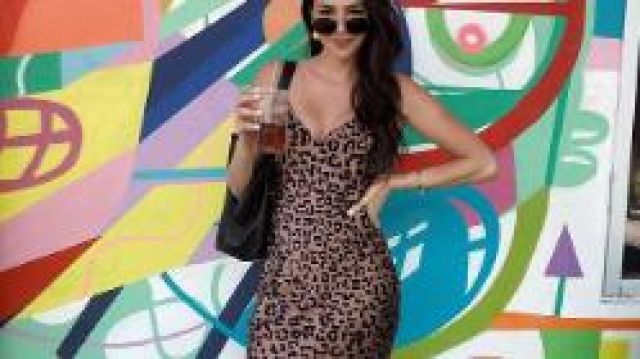 Pink Leop­ard Dress worn by Jennifer Saviano in The Bachelor Season 24