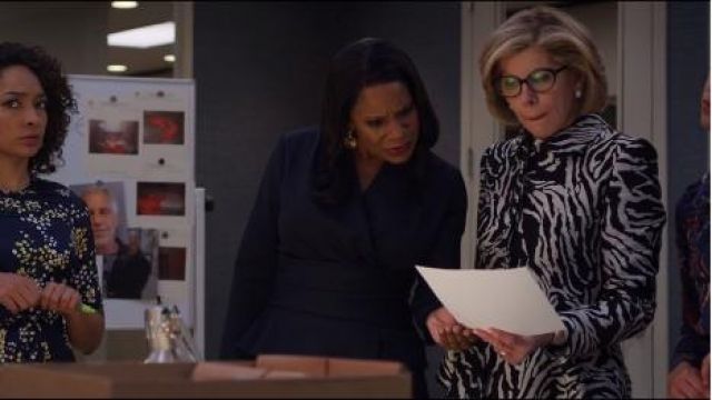 Ze­bra Print Jack­et worn by Diane Lockhart (Christine Baranski) in The Good Fight Season 4 Episode 7