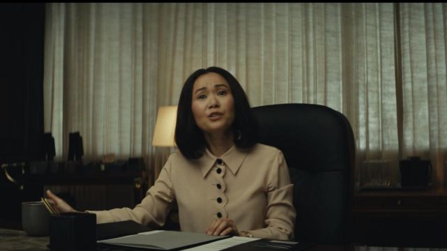 The jacket buttoned Audrey Temple (Hong Chau) in Homecoming (S02E03)