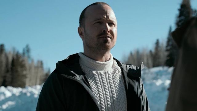 J.Crew Cable Knit Sweater worn by Jesse (Aaron Paul) as seen in El Camino: A Break­ing Bad Movie