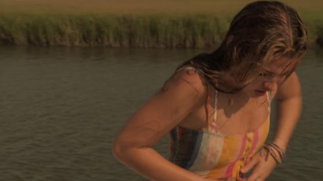 The top multi-coloured Billabong worn by Sarah Cameron (Madelyn Cline) in the series Outer Banks Season 1 Episode 6