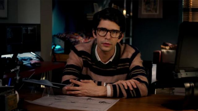 Marni Striped Jumper Sweater worn by Q (Ben Whishaw) as seen in No Time to Die