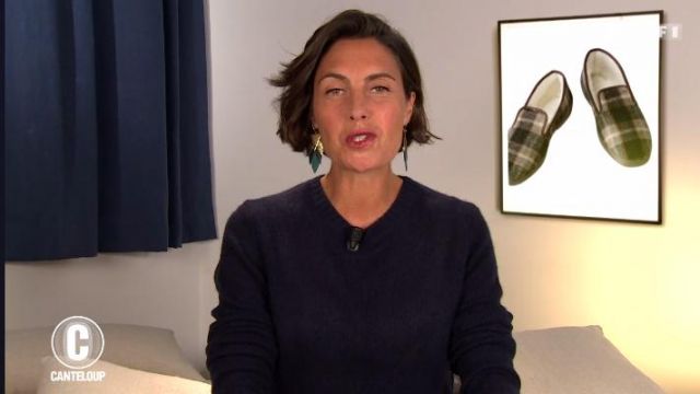 Le pull noir col rond de Alessandra Sublet dans C'est Canteloup le 11.06.2020