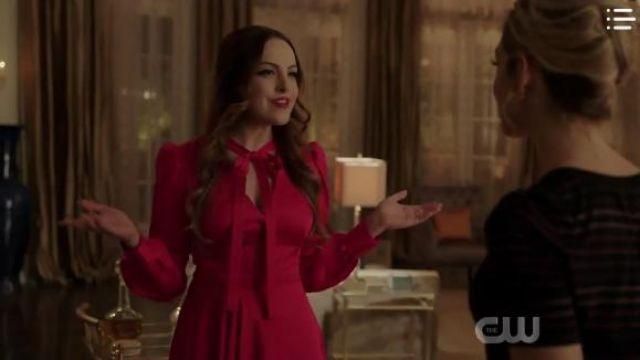 Robe rouge portée par Fallon Carrington (Elizabeth Gillies) dans Dynastie (S03E09)
