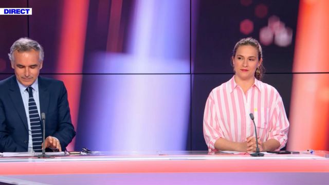 The striped shirt of Jeanne Daudet in the First Edition of BFMTV