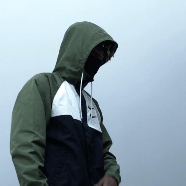 The jacket hoody black white and khaki Nike worn by Scarlxrd on his account Instagram