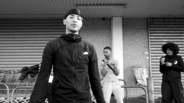 The fleece jacket black full zip hoody The North Face scope by Freeze Corleone in his clip Baton Rouge