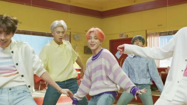 The striped sweater Isabel Marant Etoile worn by Jimin in the clip Boy With  Luv BTS feat. Halsey | Spotern